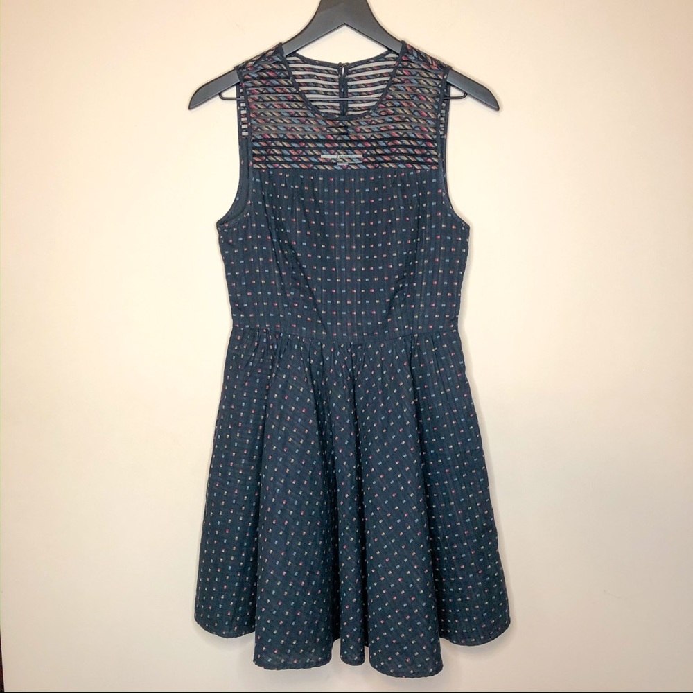 Fossil Navy Fit & Flare Mesh Top Dress